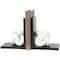 7" White MDF Knot Bookends with Black Stands Set
